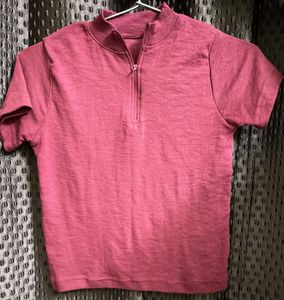 Ribbed Short Sleeve Mock Neck Top