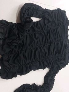 Black Mesh Long Sleeve Top