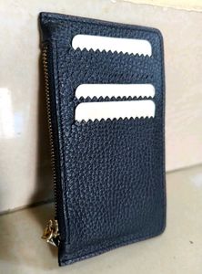 Navy Blue Leather Card and Coin Holder