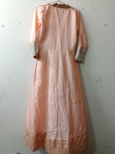 Peach Embroidered Anarkali Frock Suit