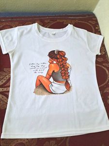 White Printed Casual womens Tshirts