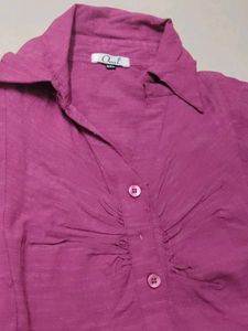 Casual Purple Shirt With Cute Short Puffed Slives