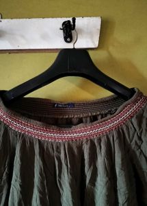 Embroidered Long-Sleeve Off-Shoulder Top