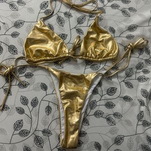 Gold Metallic Bikini Set