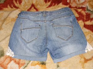 Lace-Trimmed Denim Shorts, Chic Comfort