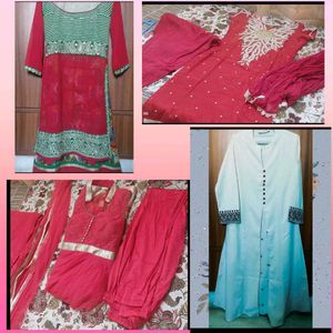 💃COMBO OF 4 WOMEN PARTY WEAR STRAIGHT KURTA SET