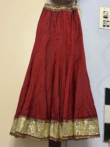 Marron &amp; Gold Lehenga Set