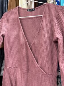 Waffle Knit Wrap Dress