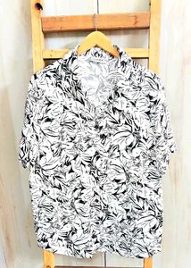 White Printed Cotton Shirt Size-42-44