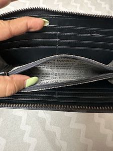 AX Glossy Embossed Logo Zip-Around Wallet