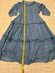 Blue Denim Style Midi Dress