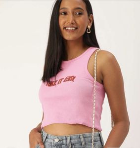 FOREVER 21 Pink Embroidered TankTop