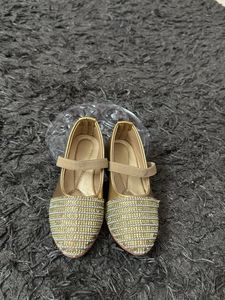 Girls Gold Embellished Flats