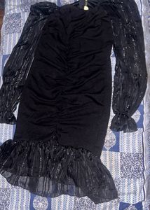 Chic Black Ruffle Mini Dress