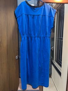 Unused Blue And Black Beautiful Knee Length Dress