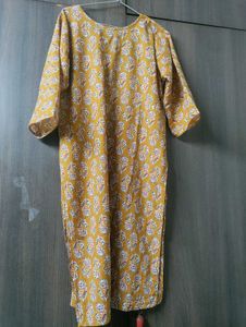 Mustard Cotton Kurta Pant Set