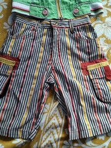 Cute Kids Outfit: Vest &amp; Striped Shorts Set