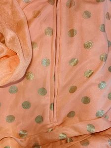 Peach &amp; Gold Polka Dot Dress
