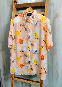 Orange Printed Shirt Size-42