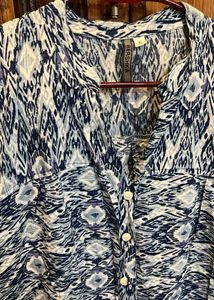 BERSHKA Patterned Blue Top