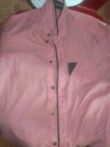 Pink Tshirt With Grey Lones On The Buttons &Handsn