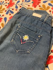 Embroidered Denim Capris