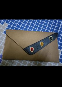 Medium Size Sling Bag Cream Colour With Stones