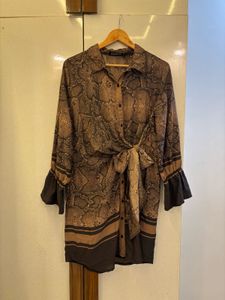 Snakeskin Print Tie-Waist Top