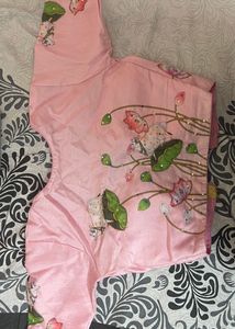Pichwai Print And Embroidery Work Pink Blouse