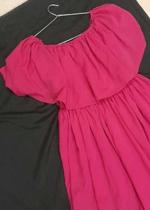 Pink Off-Shoulder Mini Dress