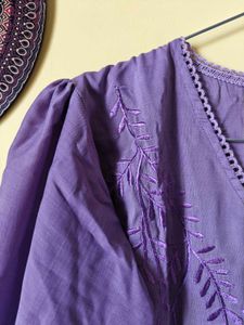 Lavender Love Embroidered Tunic Top