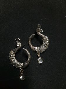 Peacock Black Metal Earrings