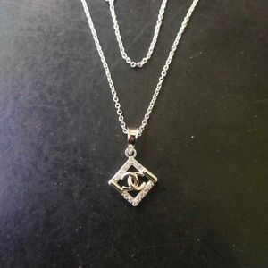 Pure Silver Rhodium Chanel Inspired Necklace