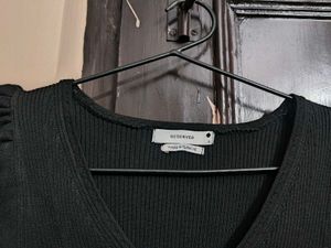 Striped Black Puff Sleeve Top from Reserved