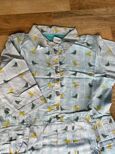 Bird Print Collared Dress