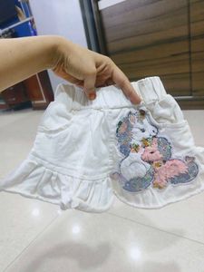 White Denim Skirt For 1 To 2 Years Old Girl