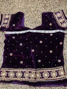 Elegant Purple Velvet Lehenga Choli Set