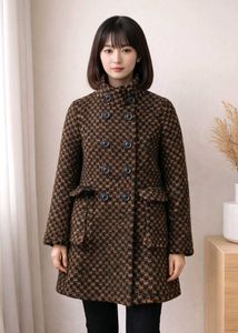 winter Houndstooth Pattern Coat