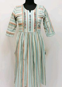 Striped Embroidered Kurta
