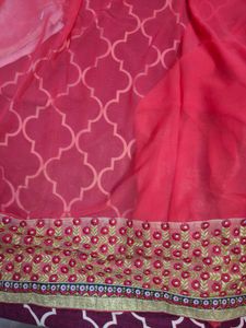 Beautiful Orange Saree With Blouse