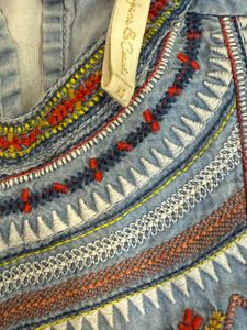 Denim Embroidered Top