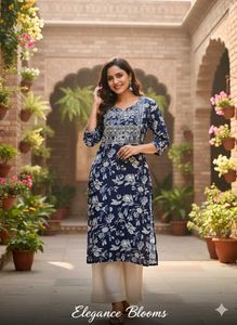 Elegant Blue Floral Kurta