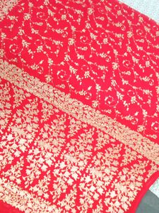 ❤️ Red &amp; Gold glitter print Festive Saree ₹ 1000
