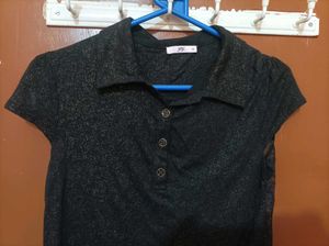 Black Shimmery Girls Top