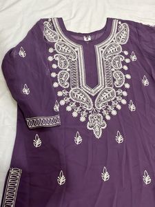 Purple Embroidered Kurti