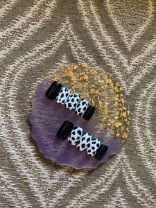 Black Cow Print Press On Nails