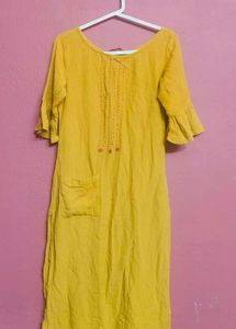 Mustard Kurti &amp; Pink Leggings Set