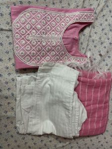 Pink Embroidered Kurta Set