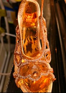 👠BRIDAL GOLDEN  Sandals AMAZING STONED NEW❗💛