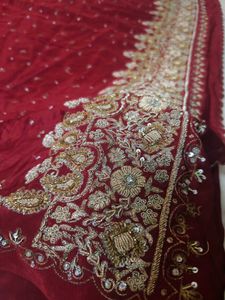 Zardozi Red Saree 😍 No Blouse
